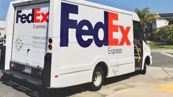 on fedex vehicle for delivery